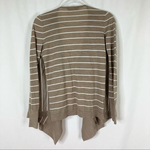 3/$30 LOFT | Light Brown Striped Wool Blend Open Front Cardigan Sweater XS - Picture 6 of 6